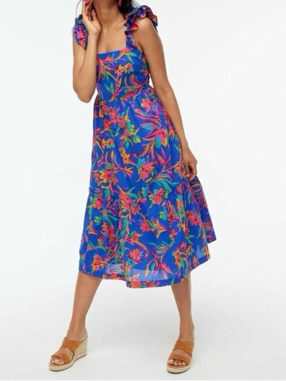 J. Crew Vibrant Midi Dress with Pockets